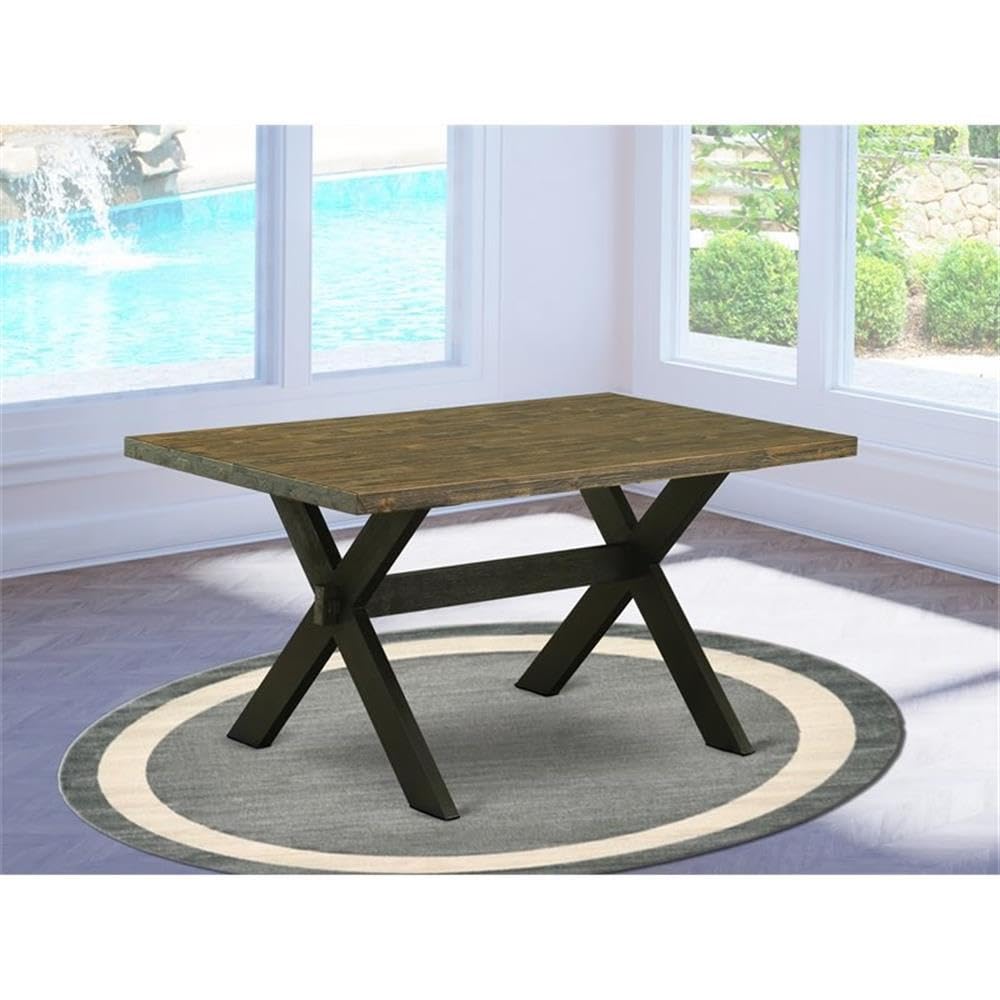 East West Furniture Xt676 X-Style Dining Room Table - A Rectangle Solid Wood Table Top With Stylish Legs, 36X60 Inch, Multi-Color