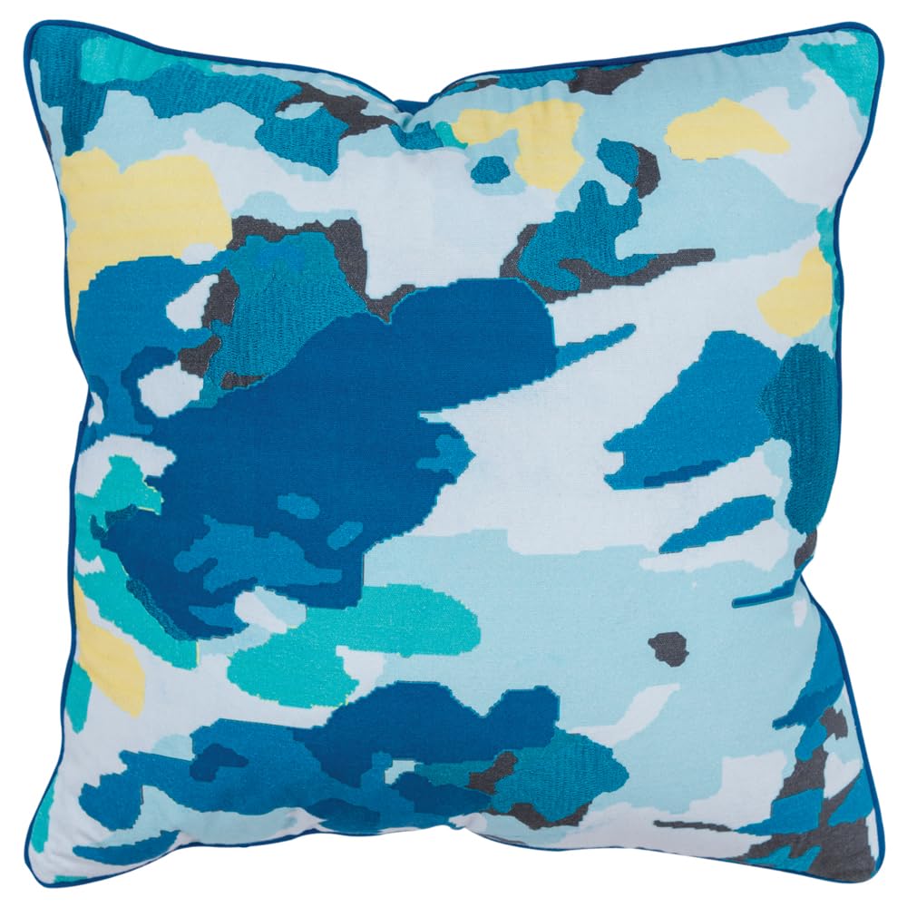 Connie Post Impressionistic 20&quot; x 20&quot; Teal Cotton Pillow Cover