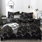 KAREVER Bedding Set - Full Black Marble 3 Pcs Comforter Set - Includes 1 Comforter, 2 Pillow Covers Cotton, Soft, Breathable, Lu