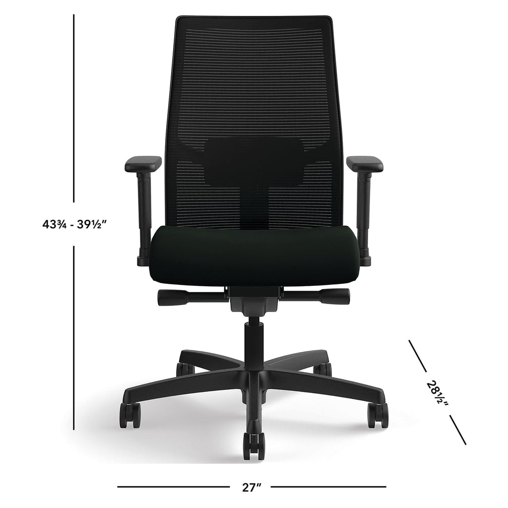 Hon Ignition 2.0 Mesh/Vinyl Mid-Back Task Chair, Adjustable Arms, Black (Hon12M2Amlu10Tk) (Honi2M2Amlu10Tk)