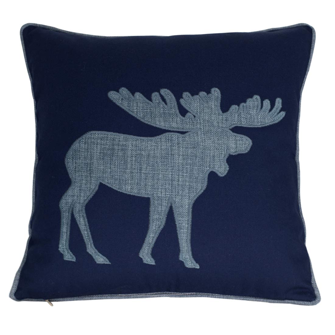 Millianess Navy Cotton Pillow Covers Decorative Moose Pillow Case For Sofa Cushions Covers 18X18 Inches (Navy)