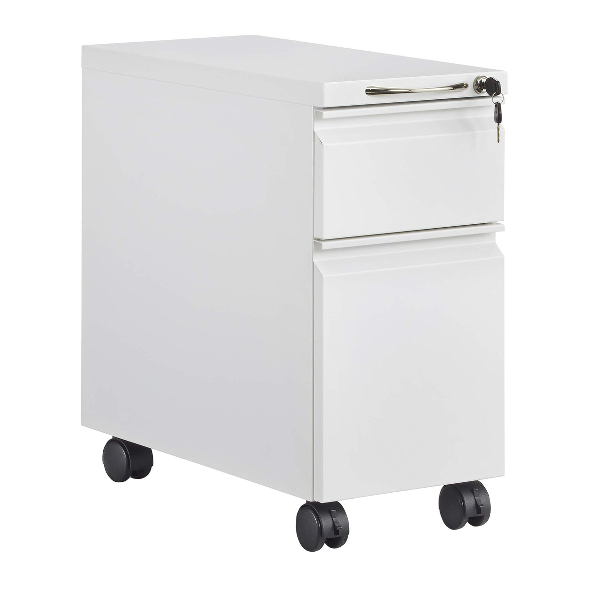 Safco Products Steel Mini Pedestal 2 Drawer, White Mobile Filing Cabinet