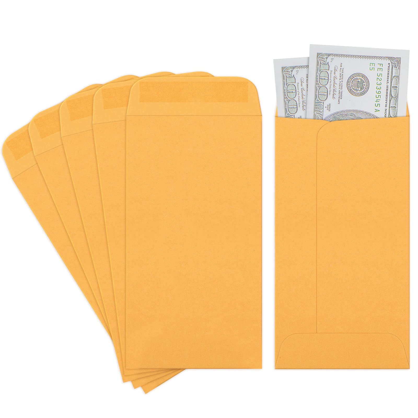 Valbox 3.5X6.5 Money Envelopes, Brown Kraft #7 Coin Envelopes, Small Parts Envelope With Gummed Flap For Seed, Cash, Budgeting (