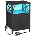 AMHANCIBLE Nightstand with Fast Charging Station, End Tables Living Room with USB Charger 3-Port & 2-Power Outlet, Bedside Table