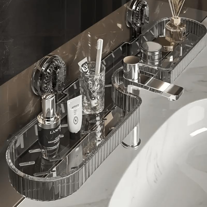 Shoponil Suction Organizer Rack Bathroom Sink, Bathroom Sink Suction Shelf, No Drill Storage Rack With Drainage, Over Sinks Orga
