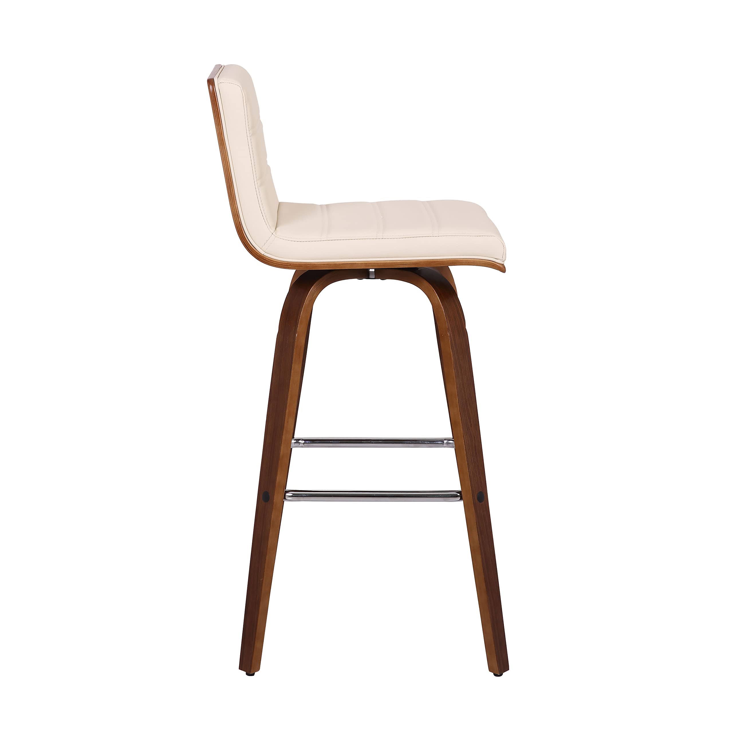 HomeRoots 30â€ Cream Faux Leather Wooden Swivel Bar Stool