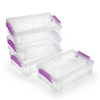 Btsky 4 Pack Large Capacity Storage Box For Pencils, Stackable Translucent Clear Desk Organizer Box Office Supplies Storage Orga