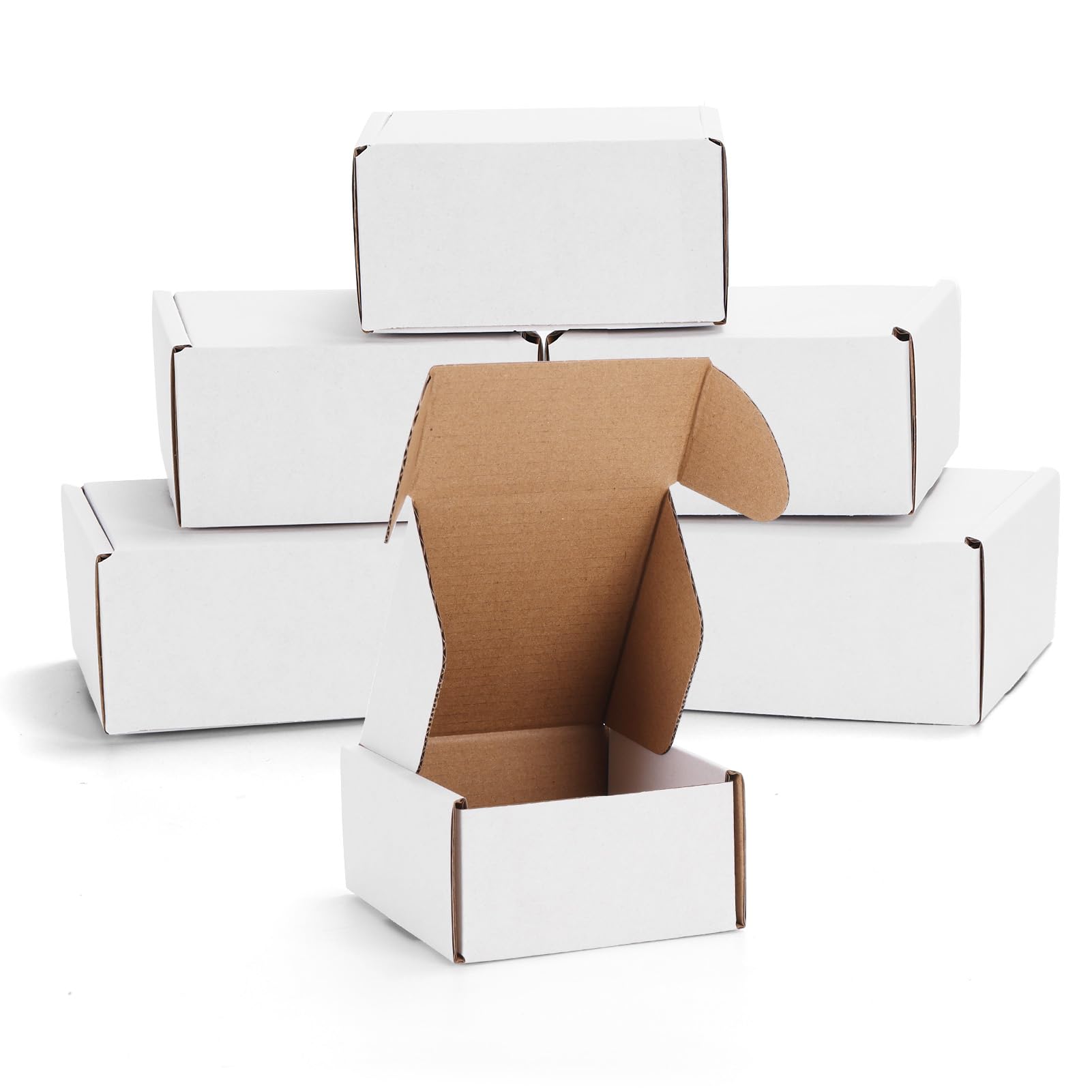 Wtrgas White 4X4X2 Shipping Mailing Boxes Set Of 6, Corrugated Cardboard Mailer Boxes For Efficient Small Business Shipping, For