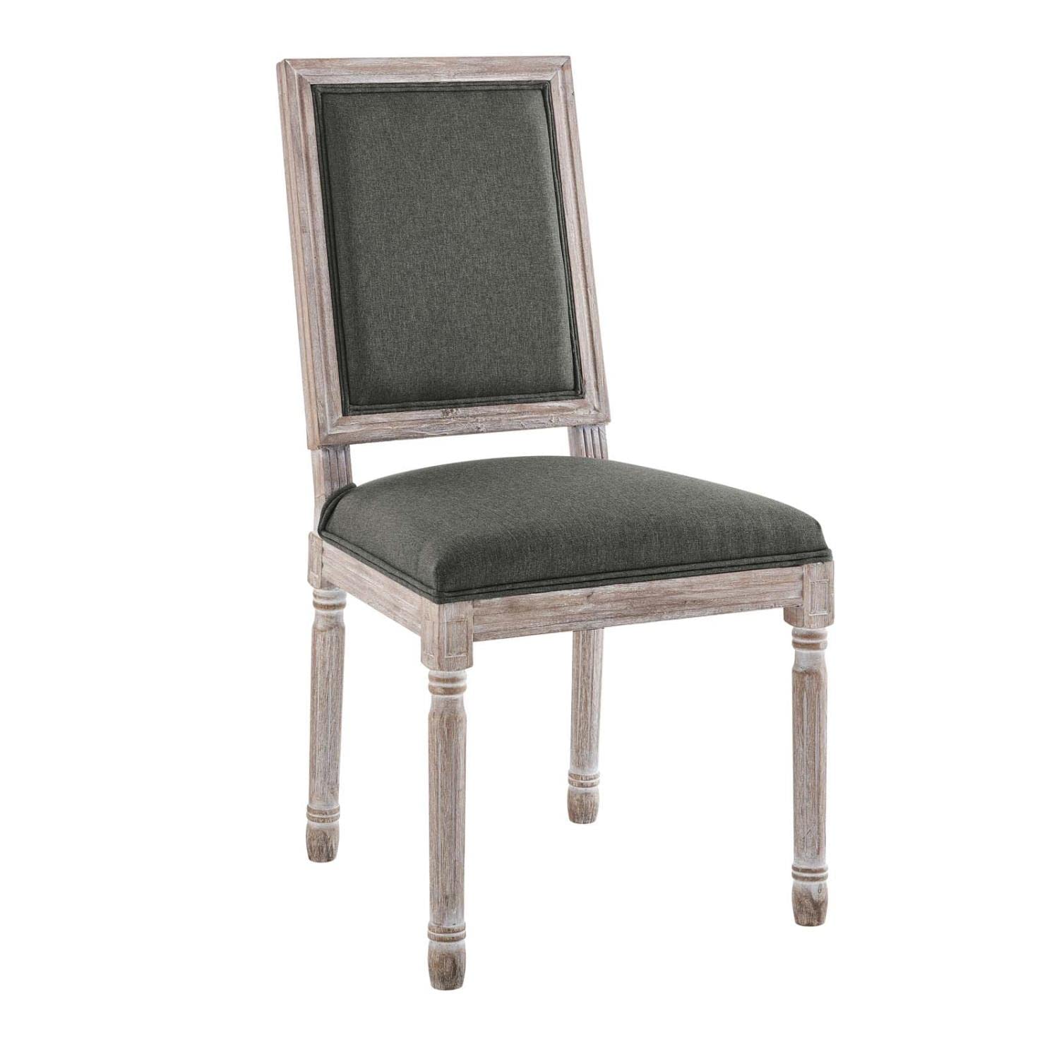 Modway EEI-4661-NAT-GRY Court French Vintage Upholstered Fabric Dining Side Chair, Natural Gray