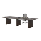 Safco Medina 14' Conference Table with Moucha Finish, Rounded Ends and Beveled Edges, Silver Detailing, Grommet Holes, 250 lbs Capacity.