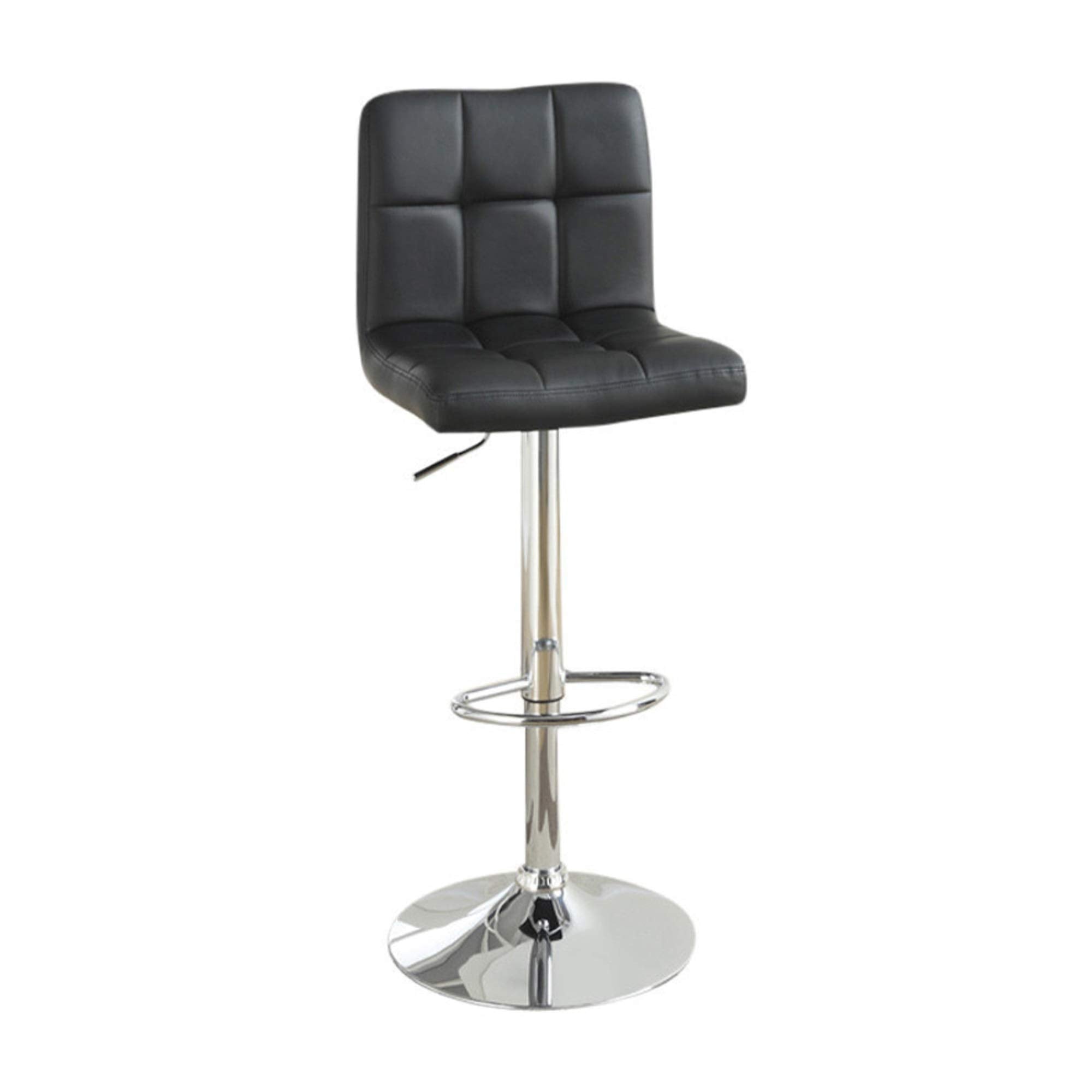 Benjara Armless Chair Style Bar Stool With Gas Lift (Set Of 2), Black/Silver