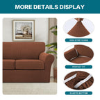Turquoize 3 Piece Sofa Covers For 2 Cushion Couch Sofa Slipcover Soft Cover For Dogs-Washable Furniture Covers With 2 Individual Cushion Covers, Feature Jacquard Fabric(Loveseat, Caramel)