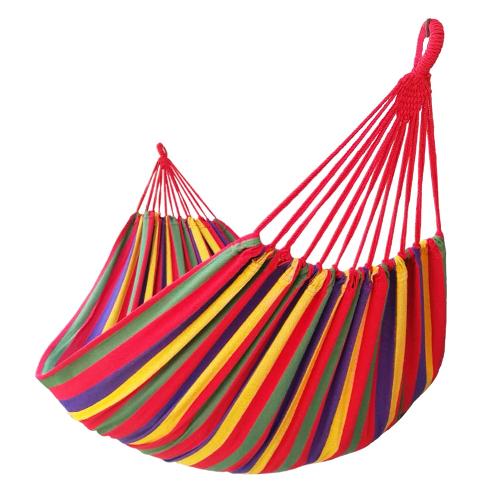 Gocan Brazilian Double Hammock 2 Person Extra Large Canvas 250X160Cm Total Length 350Cm Load 500Lb Cotton Hammock For Garden Outdoor And Indoor