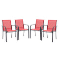 Vicllax Patio Stackable Dining Chairs Set For 4, Outdoor Metal Frame Dining Chairs For Front Porch Backyard Garden And Deck, Red