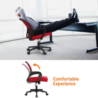 Yaheetech Office Chair Desk Chair Mid Back Mesh Task Chair Computer Chair Ergonomic Rolling Swivel Chair Adjustable Modern Executive Chair With Lumbar Support Armrests, Red