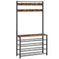 HOOBRO Hall Tree, Coat Rack with Shoe Rack, 39.4    Hall Tree with Bench, 5 Tier Shoe Storage Organizer with 9 Hooks for Entrywa