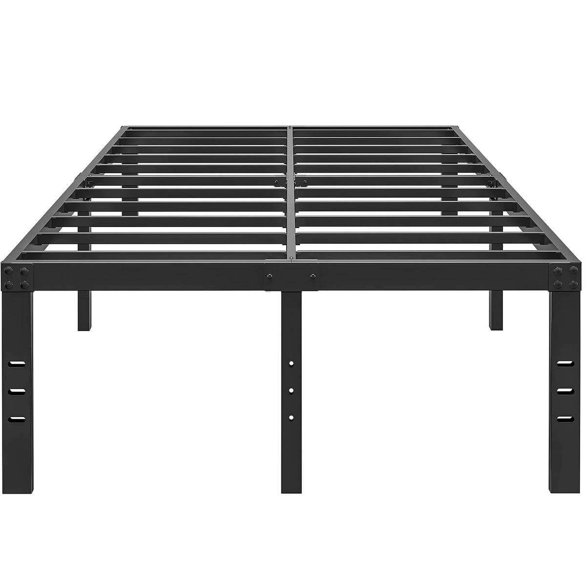 Hobinche 18 Inch Metal King Size Bed Frame No Box Spring Needed - Easy Assembly Heavy Duty Noise Free Narrow Bedframes - Double Black Basic Steel Slats Platform With Storage
