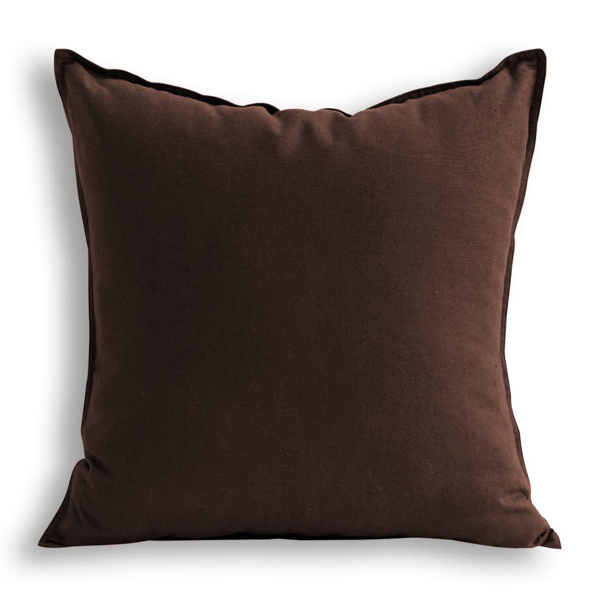 Jeanerlor 18'X18' Solid Cotton Linen Decoration Lumbar Throw Pillow Case Brown Cushion Cover Cool Pillow Cover Delicate Decora