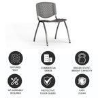 Flash Furniture Hercules Series 880 Lb. Capacity Gray Plastic Stack Chair With Titanium Gray Powder Coated Frame