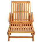 vidaXL 2 Piece Sun Loungers with Cushions in Rustic Acacia Wood - Inbuilt Wheels for Easy Movement - Adjustable Backrest and Footrest - Leaf Pattern Decorative Cushions