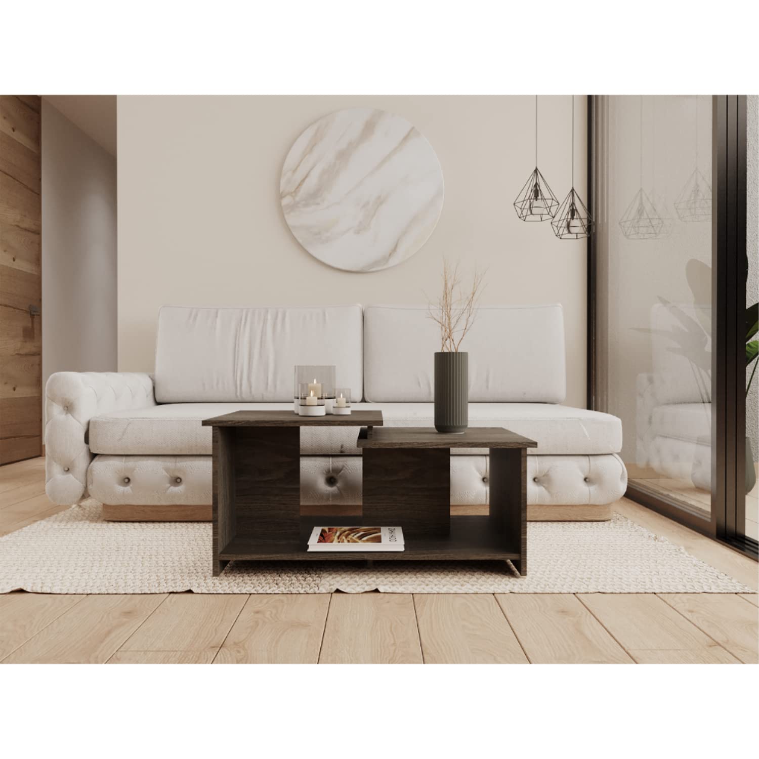 Leanna 3 Coffee Table, Lower Open Shelf, Black