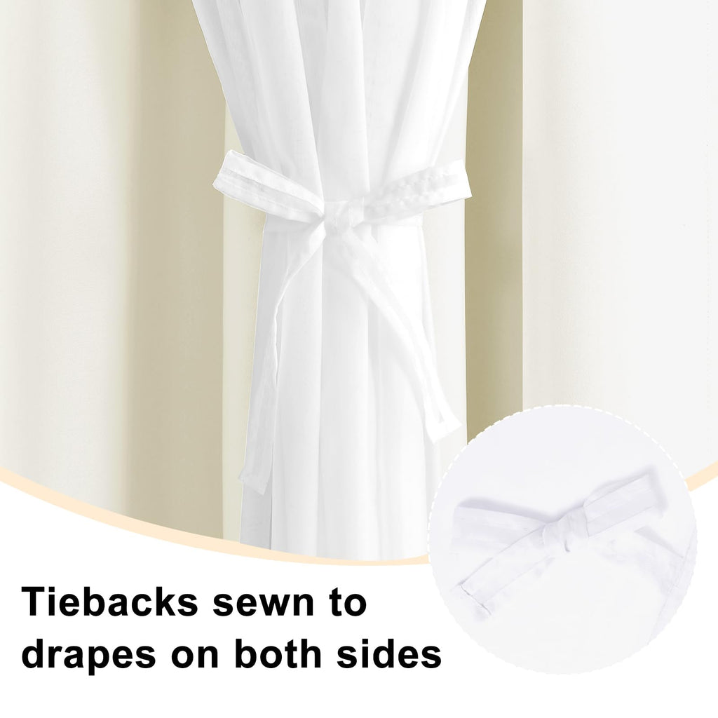 Hiasan Ivory Blackout Curtains With Sheer Overlay, Grommet Thermal Insulated Mix & Match Double Layer Window Curtains For Girls