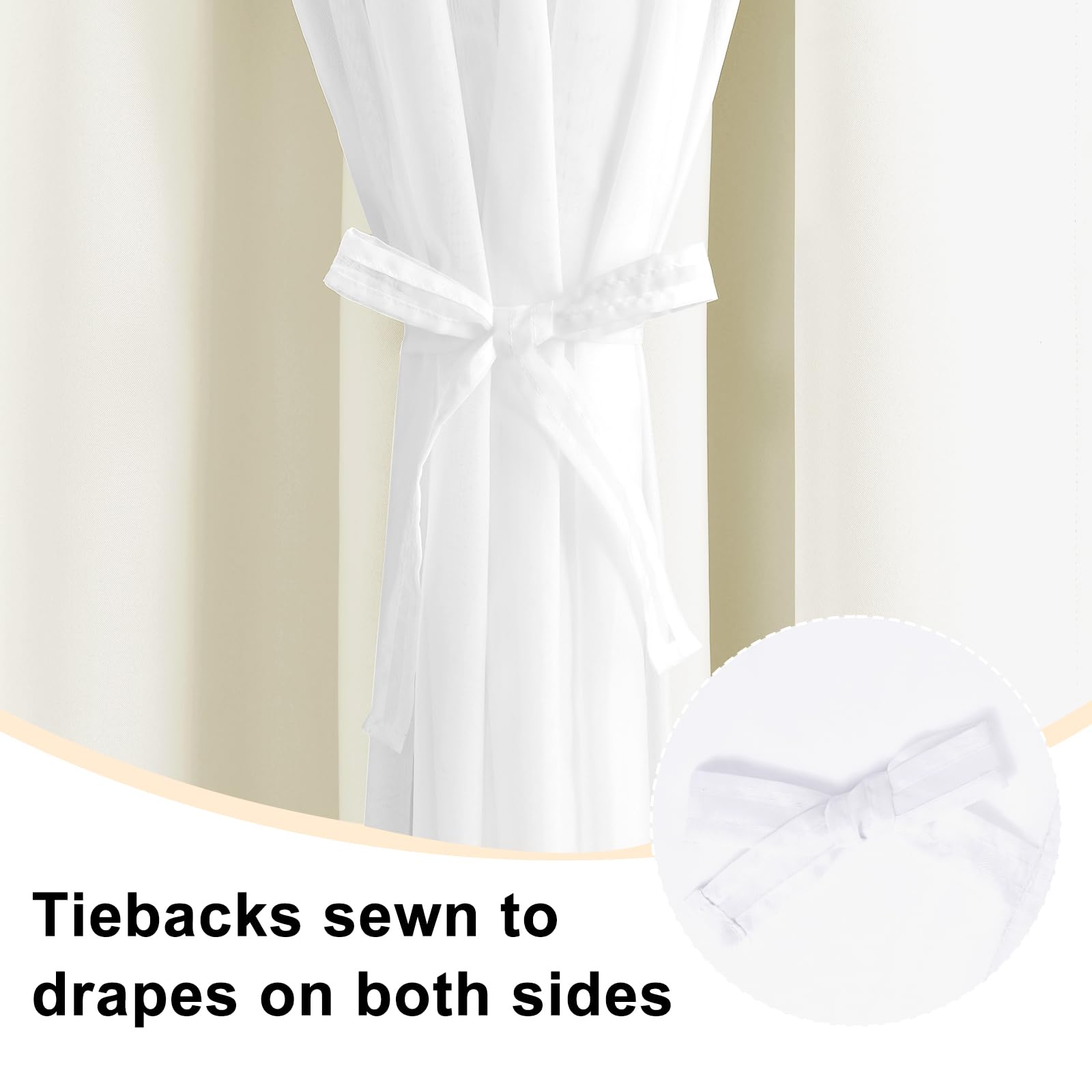 Hiasan Ivory Blackout Curtains With Sheer Overlay, Grommet Thermal Insulated Mix & Match Double Layer Window Curtains For Girls