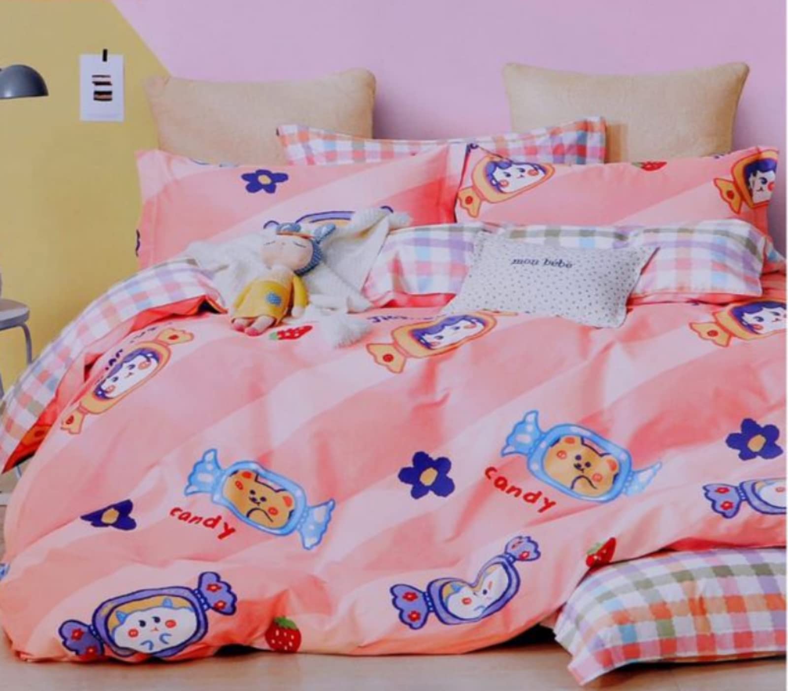Riftree Microfibre Glace Cotton Digital Print Single Bed Reversible Ac Comforter Living Room/Kids Room (60 X 90 Inches)  Candy 
