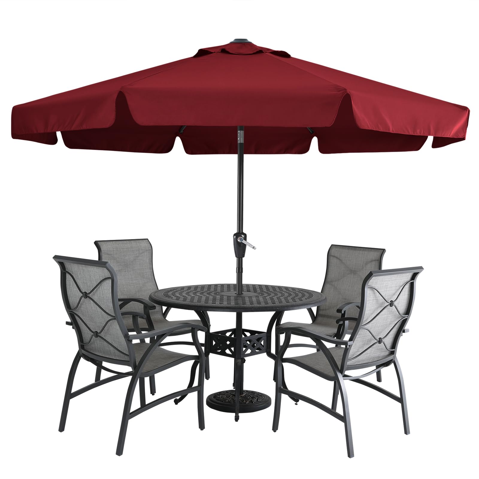 Mastercanopy Valance Patio Umbrella For Outdoor Table Market -8 Ribs (10Ft, Burgundy)
