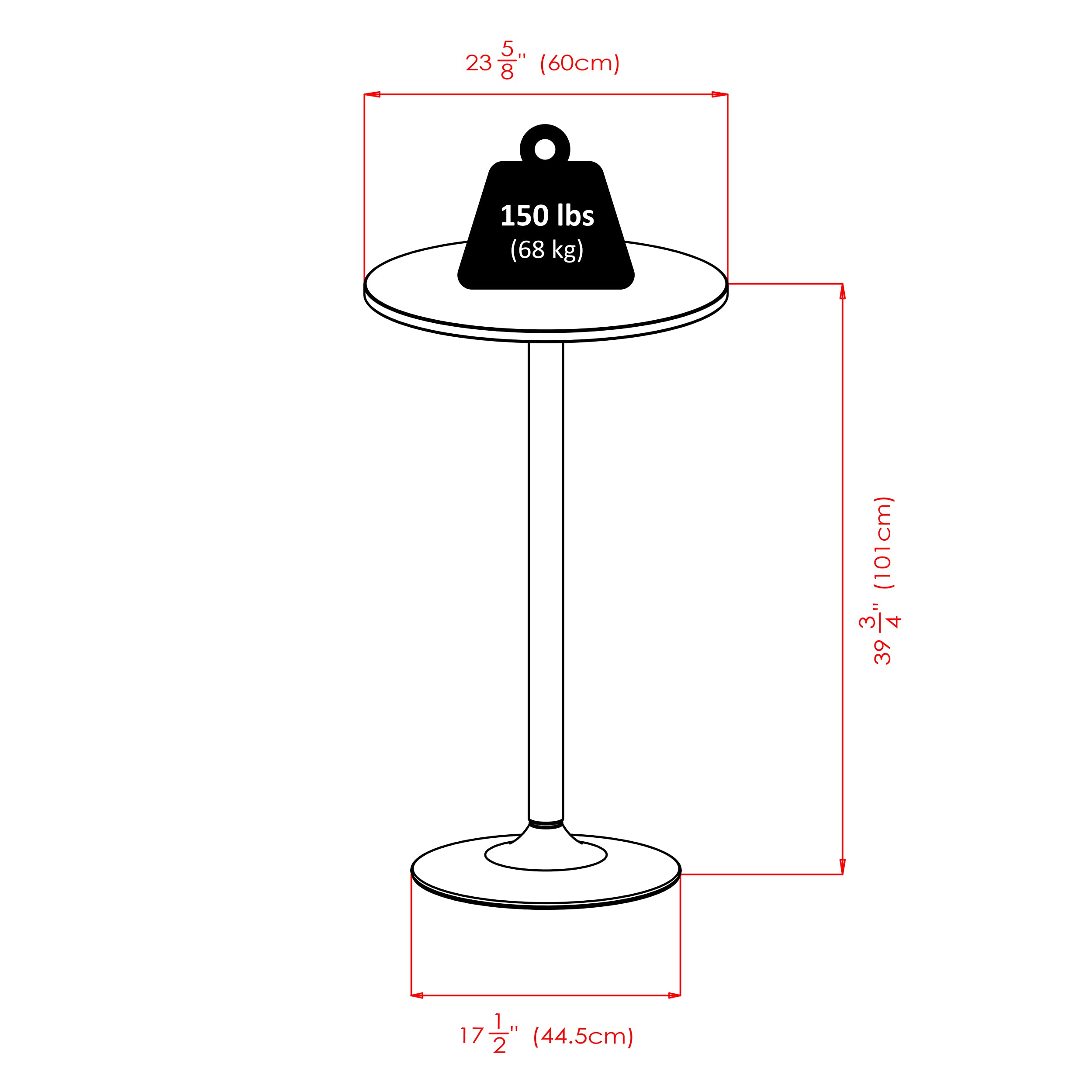 Winsome Cora 40.04-Inch Faux Marble Bar Height Round Pub Table, Black/Brown (76124)