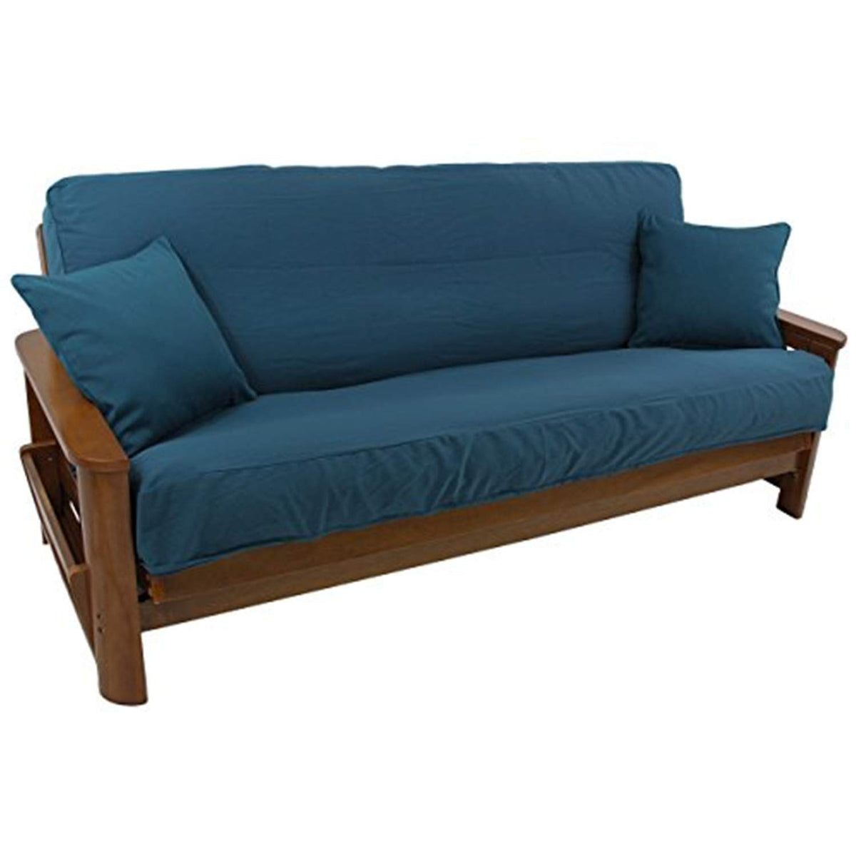 Blazing Needles Solid Twill 8&quot; to 9&quot; Futon Cover Set with 2 Throw Pillows (Set of 3), Full, Mojito Lime