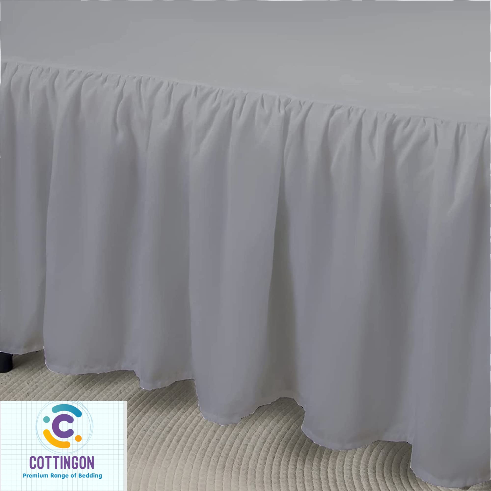 Ruffled Bed Skirt With Split Corners-Dust Ruffle - 24'' Drop 100% Microfiber Soft,Sheen & Luxurious Look - Bed Skirts (Light Gre
