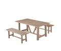 Best Quality Furniture D1007 Outdoor Dining Set, 1 Table + 2 Benches, Light Oak
