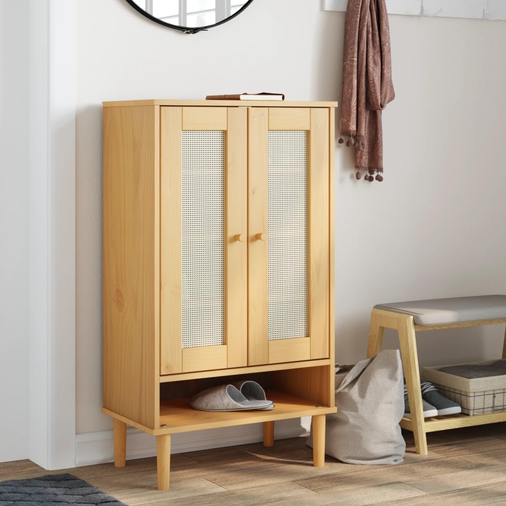 vidaXL Solid Pinewood Shoe Cabinet - SENJA - Thumbnail 3