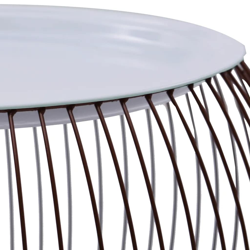 vidaXL Scandinavian Style Coffee Table - Unique Basket Design, MDF Tabletop, Gold Metallic Frame with White Top, Converts into a Storage Basket