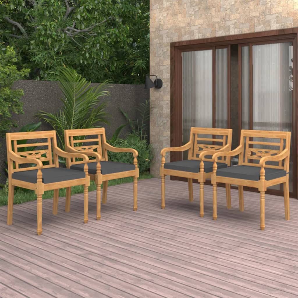 vidaXL 8X Solid Teak Wood Batavia Chairs Outdoor Patio Balcony Backyard Terrace Lounge Dinner Dining Seating Wooden Yard Home Furniture
