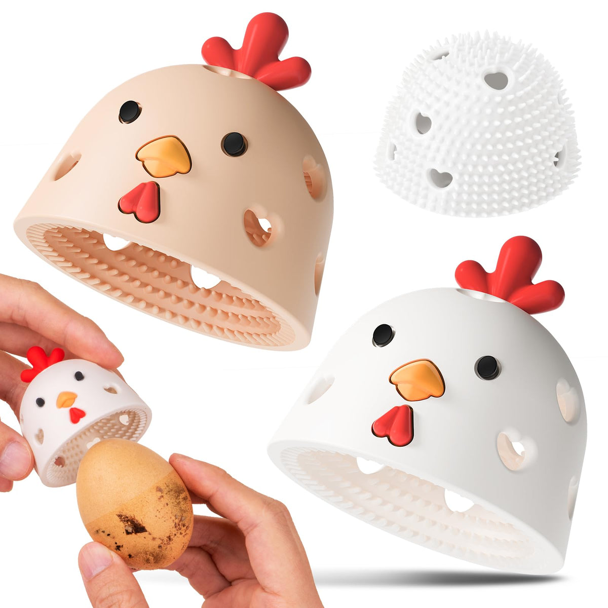 2Pcs Egg Cleaner, Egg Washer For Fresh Eggs,Silicone Chicken Coop Accessories Farm Fresh Egg Cleaning Brush, Silicone Practical