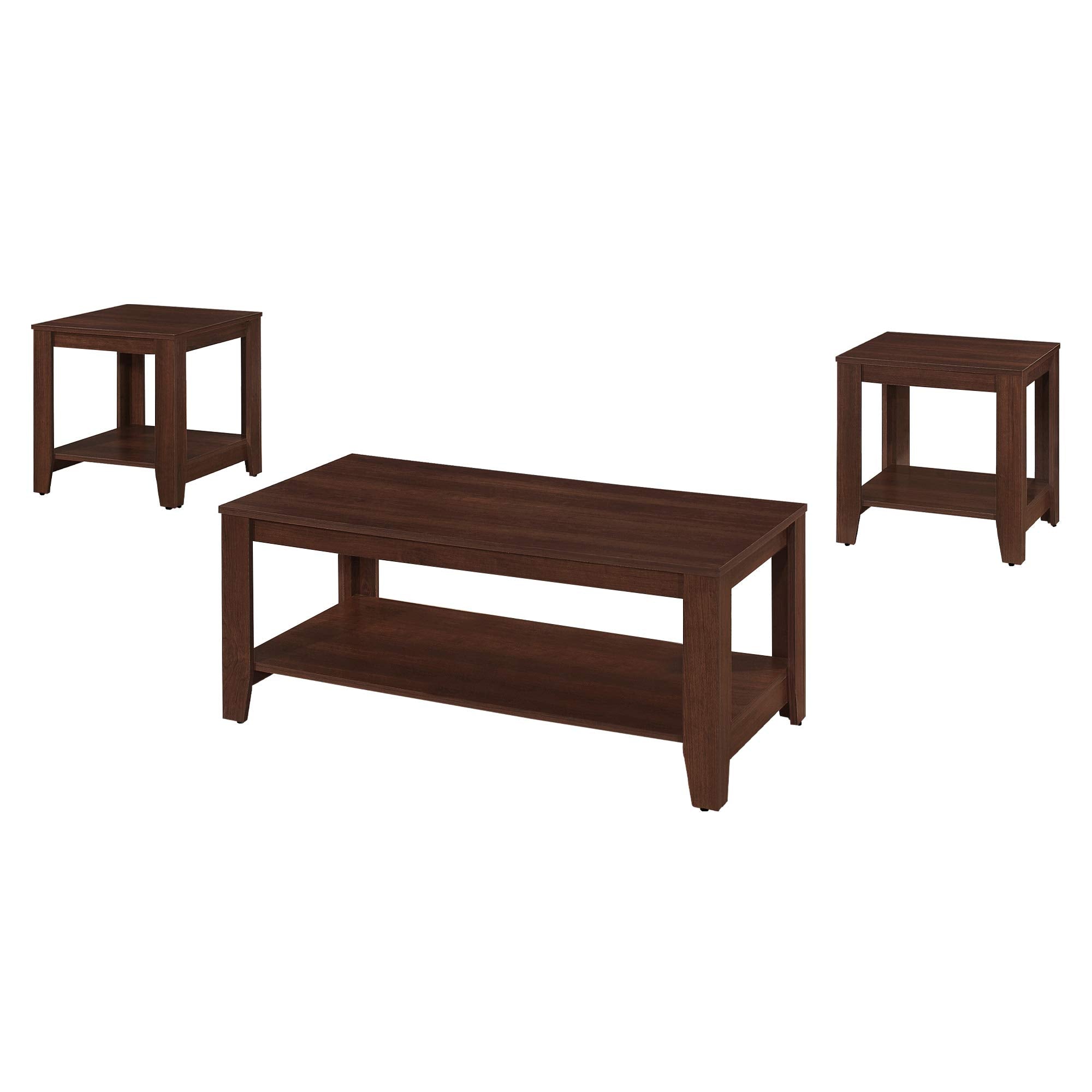 Contemporary Home Living Set of 3 Brown Cherry Wood Tables 42"