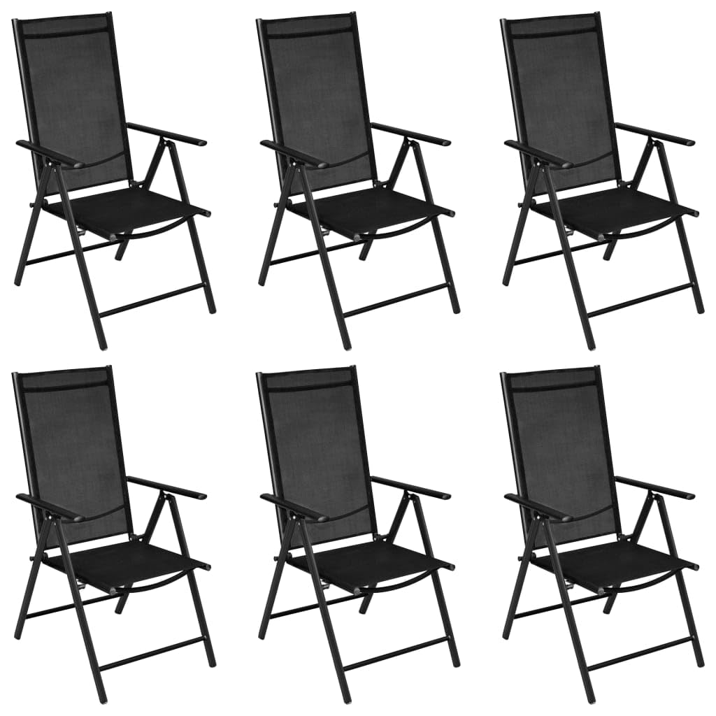 vidaXL Patio Dining Set 7 Piece, Outdoor Dining Set for 6, Table and Chair for Garden Backyard, Dining Chair, Industrial Style, Aluminum Black