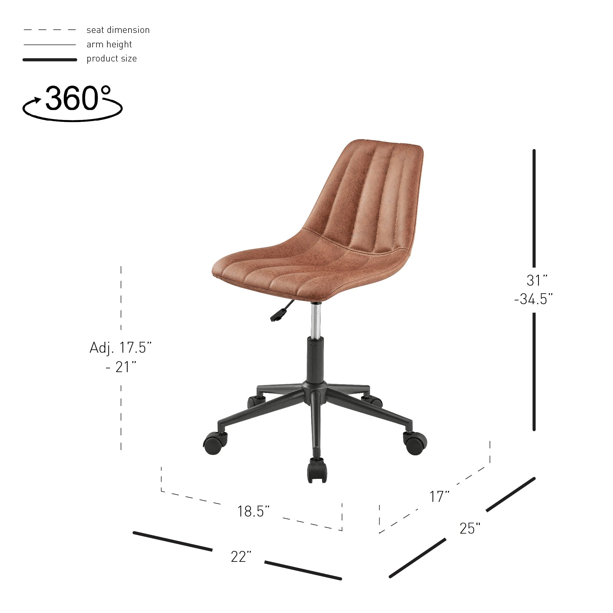 Npd Furniture And More Robert Pu Swivel Office Chair, Umber Brown