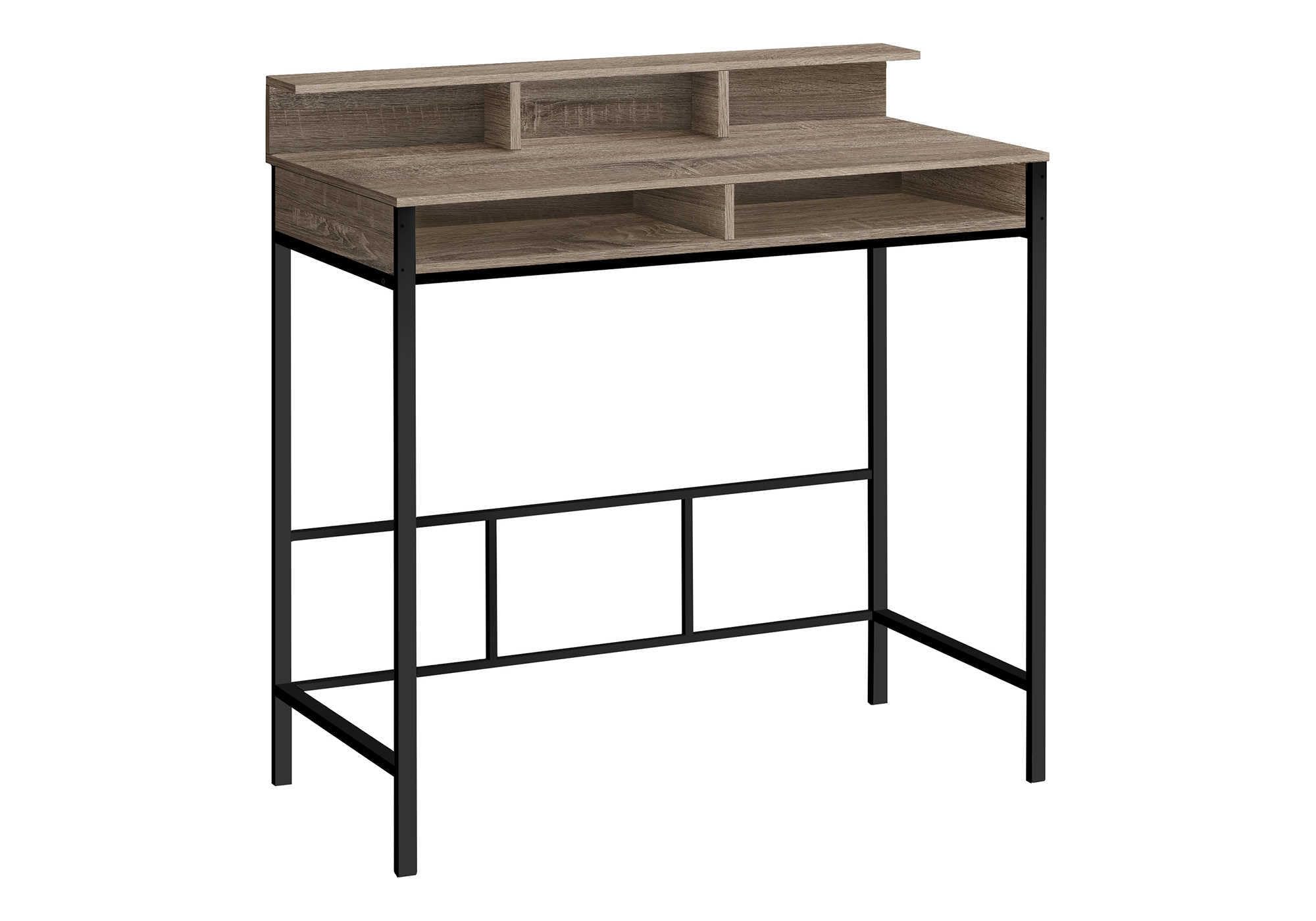 Monarch Specialties I 7702 Computer Desk, Home Office, Standing, Storage Shelves, 48' L, Work, Laptop, Metal, Laminate, Brown, Black, Contemporary, Modern