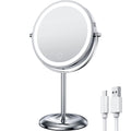 Gospire 7  Lighted Makeup Mirror with Magnification 10X/1X, Rechargeable Cordless Stepless Dimming LED Lights, 360 Swivel Magnif