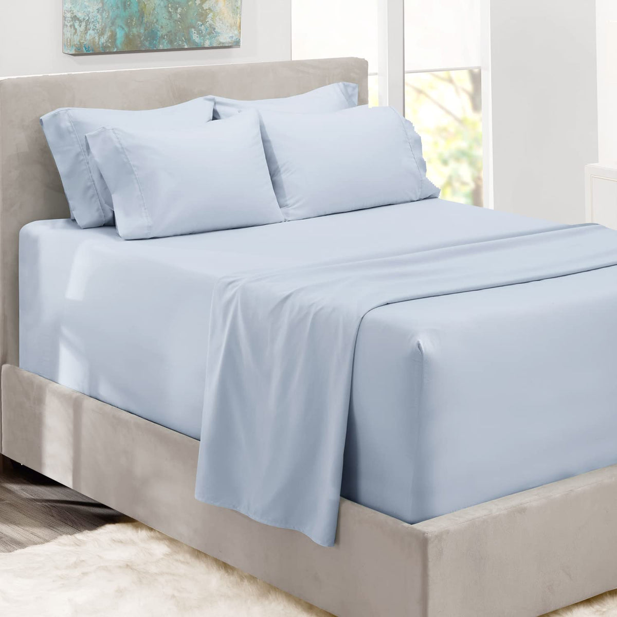 Hearth & Harbor Extra Deep Pocket Sheets  Fits Mattress 1824 Inches Deep  Extra Deep Pocket Split King Size Sheets Sets  7 P
