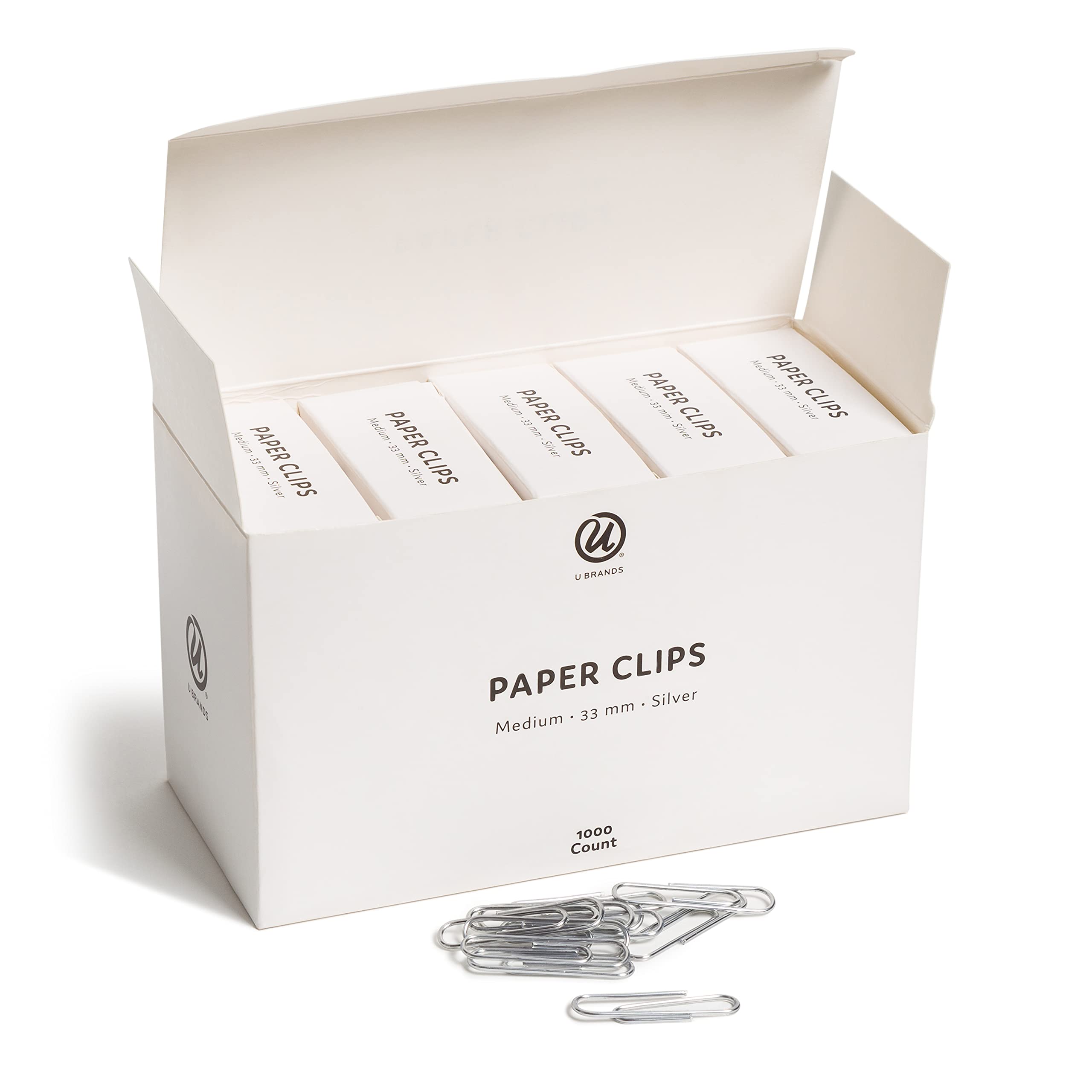 U Brands Paper Clips, Medium, Silver, 1000 Count