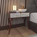 Ereteken Art 2 Drawer End Table For Bedroom, Small Side Table With 2 Drawers, Night Stand, End Table With Wooden Legs For Bedroo