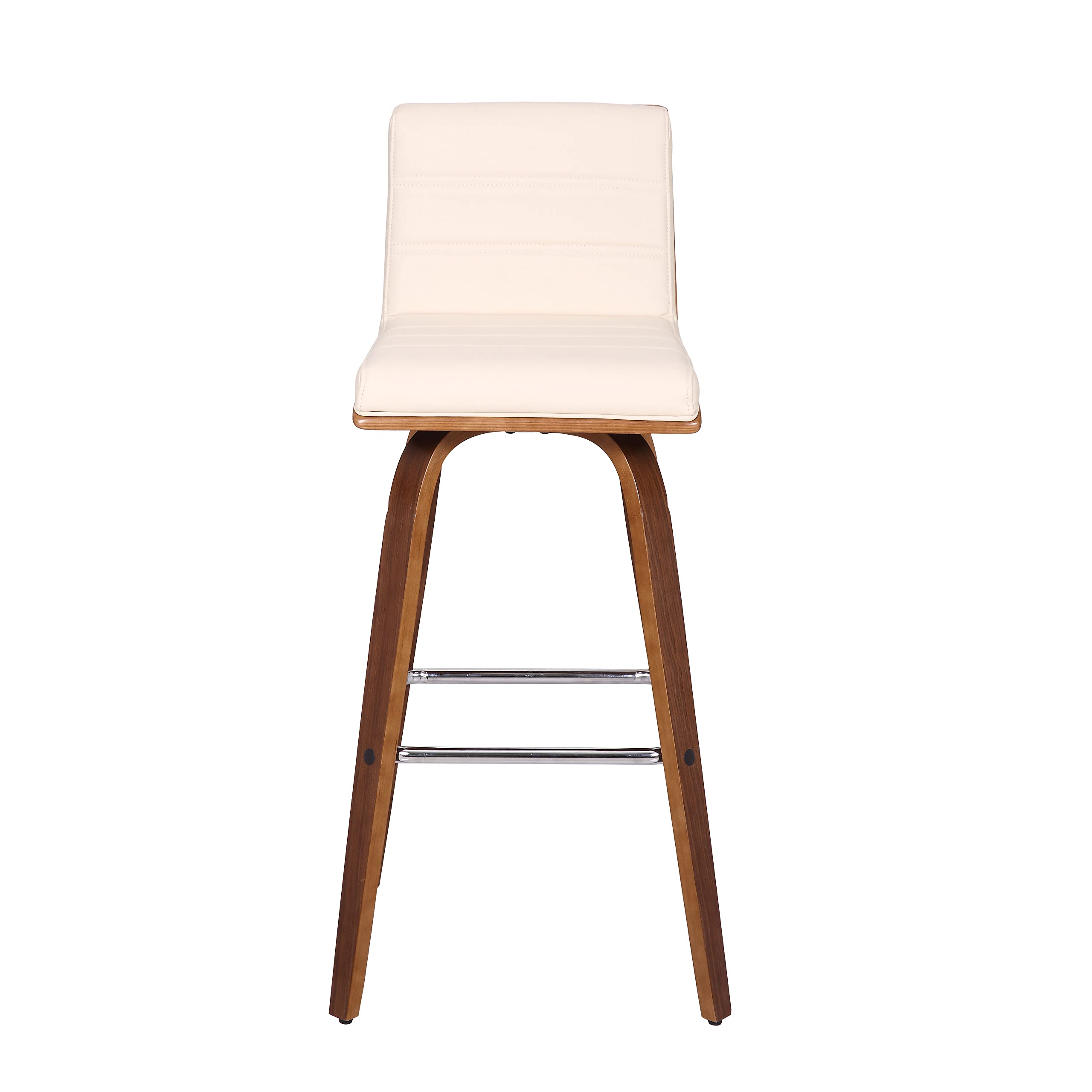 HomeRoots 30â€ Cream Faux Leather Wooden Swivel Bar Stool
