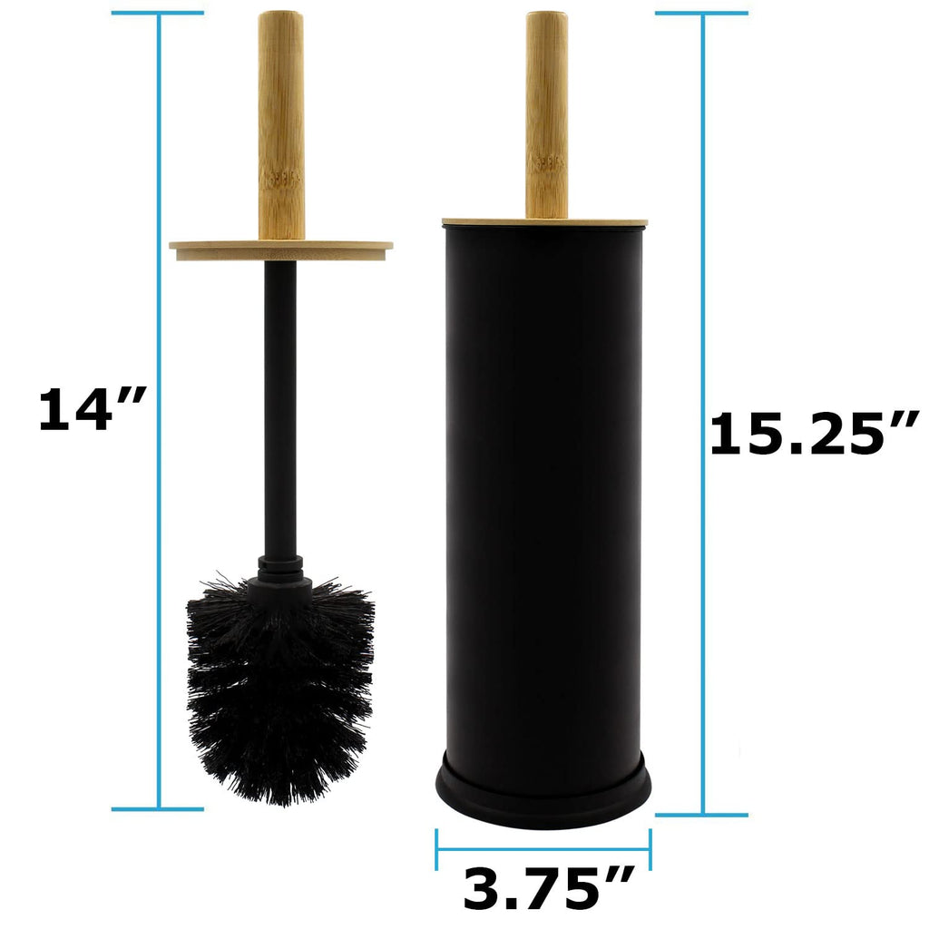 Blue Donuts Toilet Brush Holder With Bamboo Top - Black