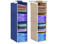 Unicrafts Hanging Organizer 4 Shelves NonWoven Foldable Wardrobe Organiser 4 Tier Pack Of 2, 1Blue 1Beige