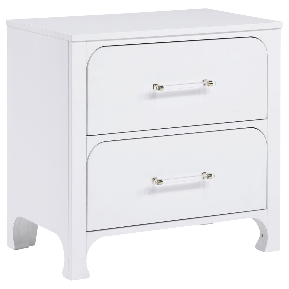 Coaster Home Furnishings Anastasia Contemporary Wood 2-Drawer Bedroom Nightstand Bedside Table Organizer Unit with USB Charging Outlet Pearl White 224752