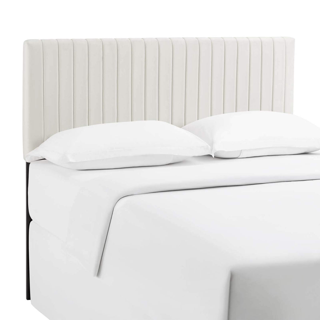 Modway Keira Channel Tufted Performance Velvet Upholstered Full / Queen Headboard in Ivory